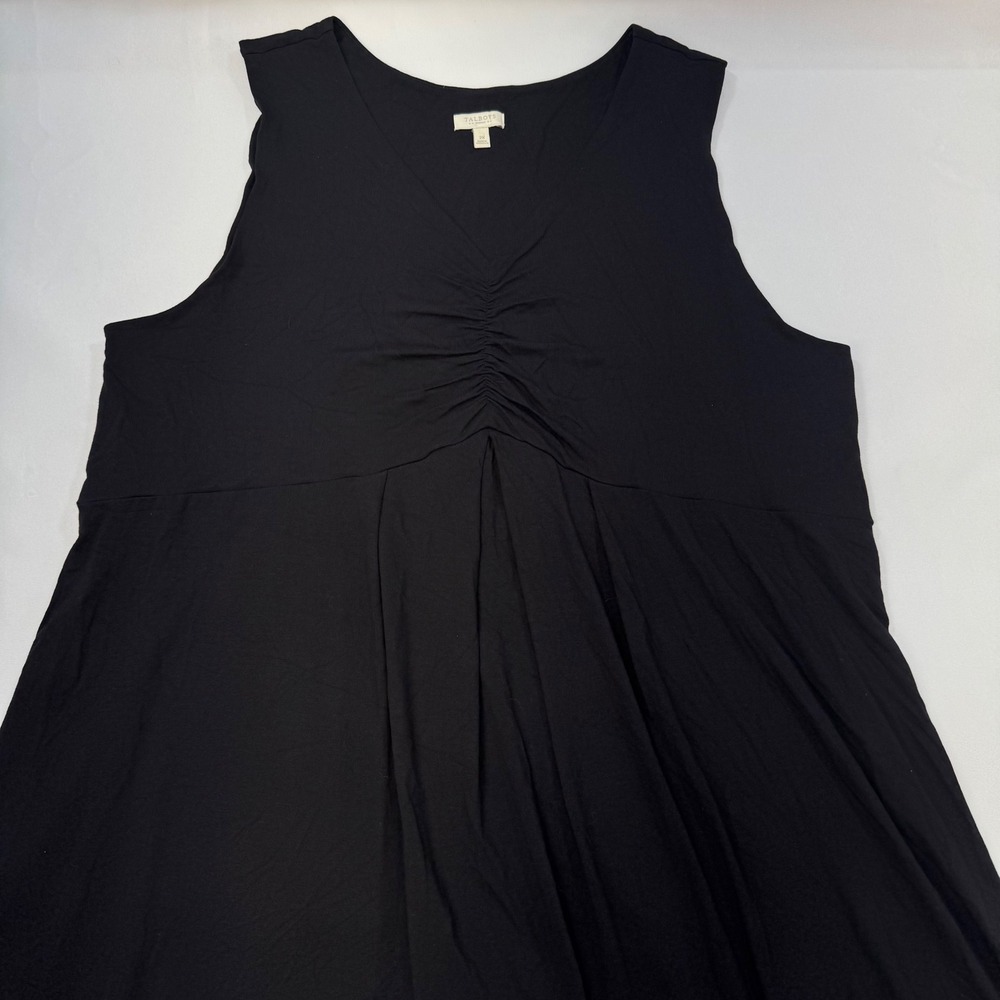 NWOT Talbots Maxi Jersey Dress 2X Black V-Neck Ruched‎ Empire Waist Sleeveless - Picture 5 of 12